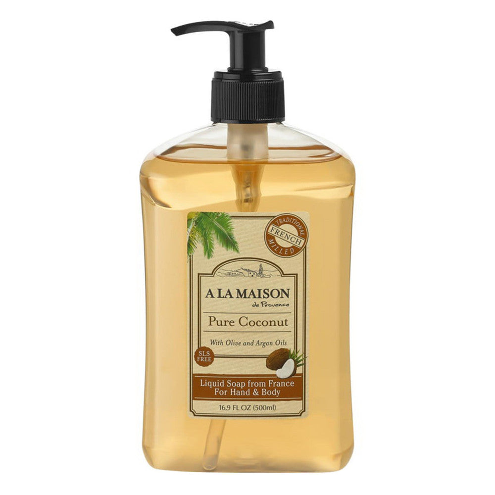 A La Maison Traditional French Milled Liquid Soap, Pure Coconut - 16.9 Oz